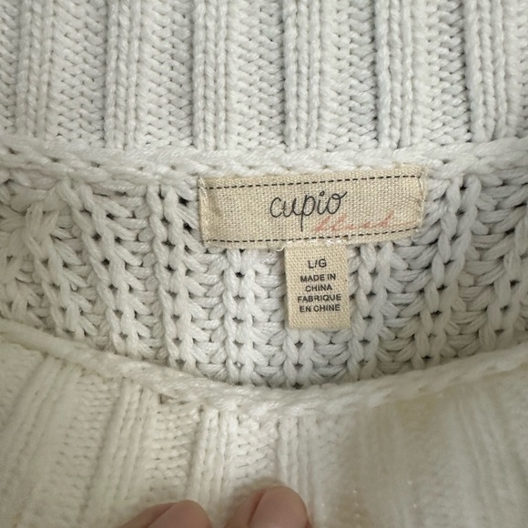 Bell Sleeve White Cotton Blend Knit Sweater - Picture 7 of 7